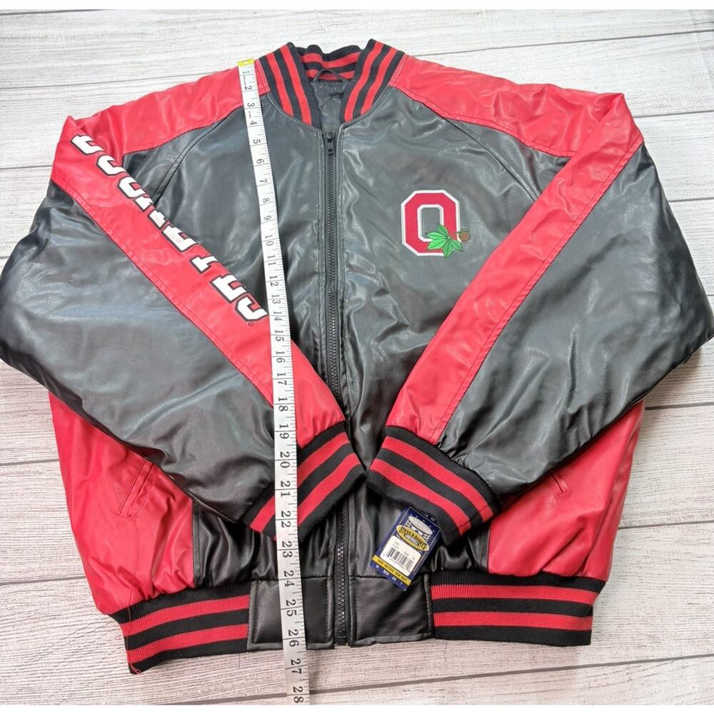 Ohio State Buckeyes Mens Vintage Steve & Barry Faux Leather Bomber Jacket Size M - Picture 5 of 10